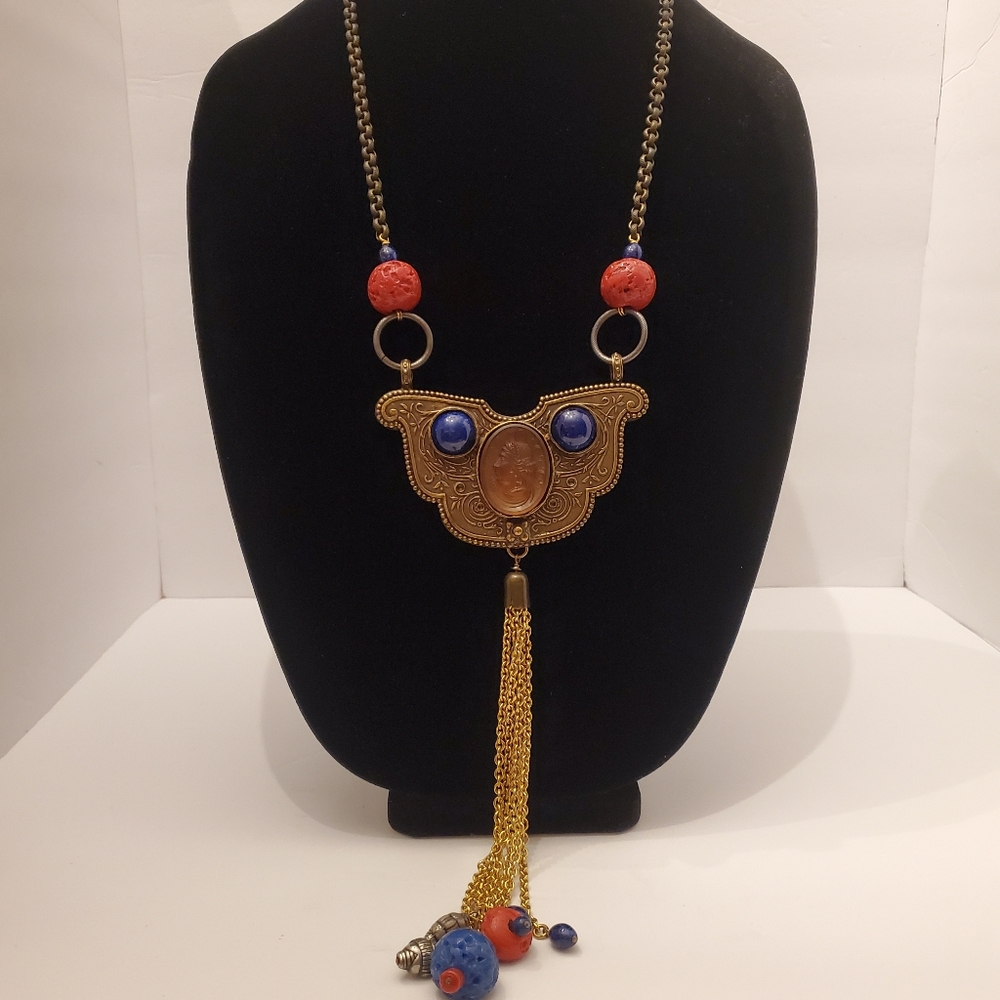 Philippe Ferrandis Paris Dangling Cameo Signed Necklace